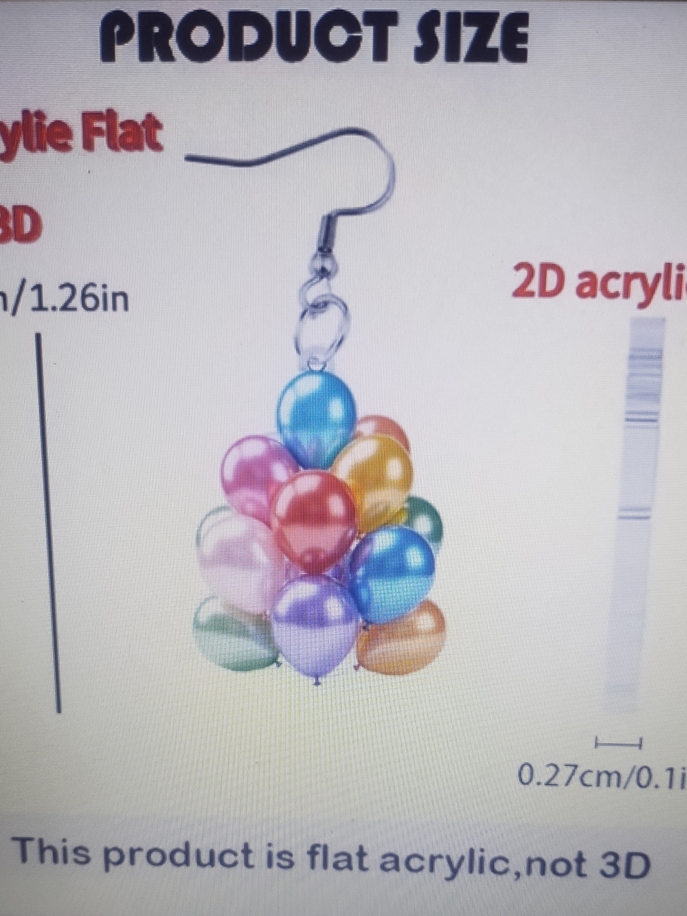 Colorful Balloon Cluster Acrylic Earring Charm